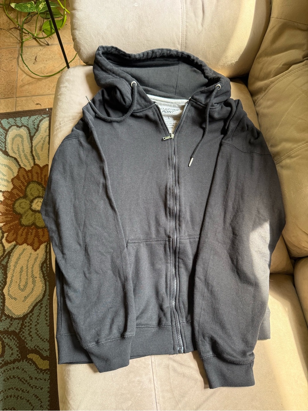 Women's Fleece-Lined Black Full-Zip Hooded Sweatshirt